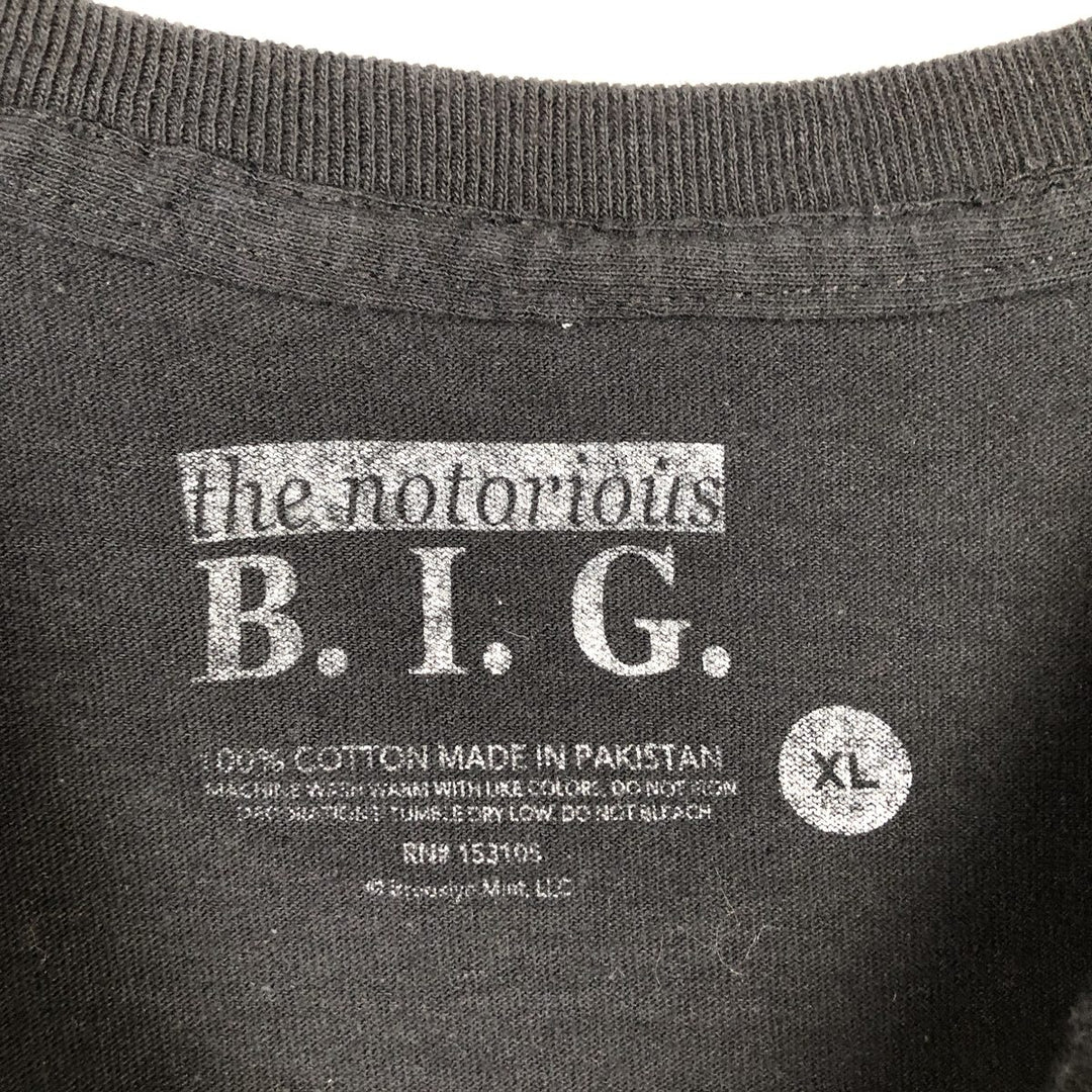 THE NOTORIUS BIG Notorious Big Rap T-shirt Rap T Men's XL size cotton black type Vintage Second Hand
