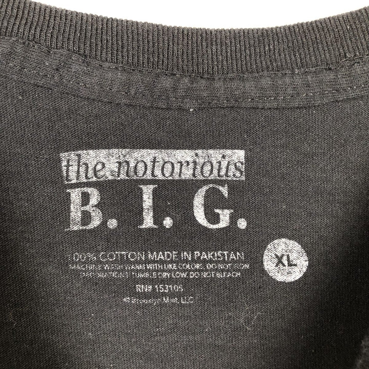 THE NOTORIUS BIG Notorious Big Rap T-shirt Rap T Men's XL size cotton black type Vintage Second Hand