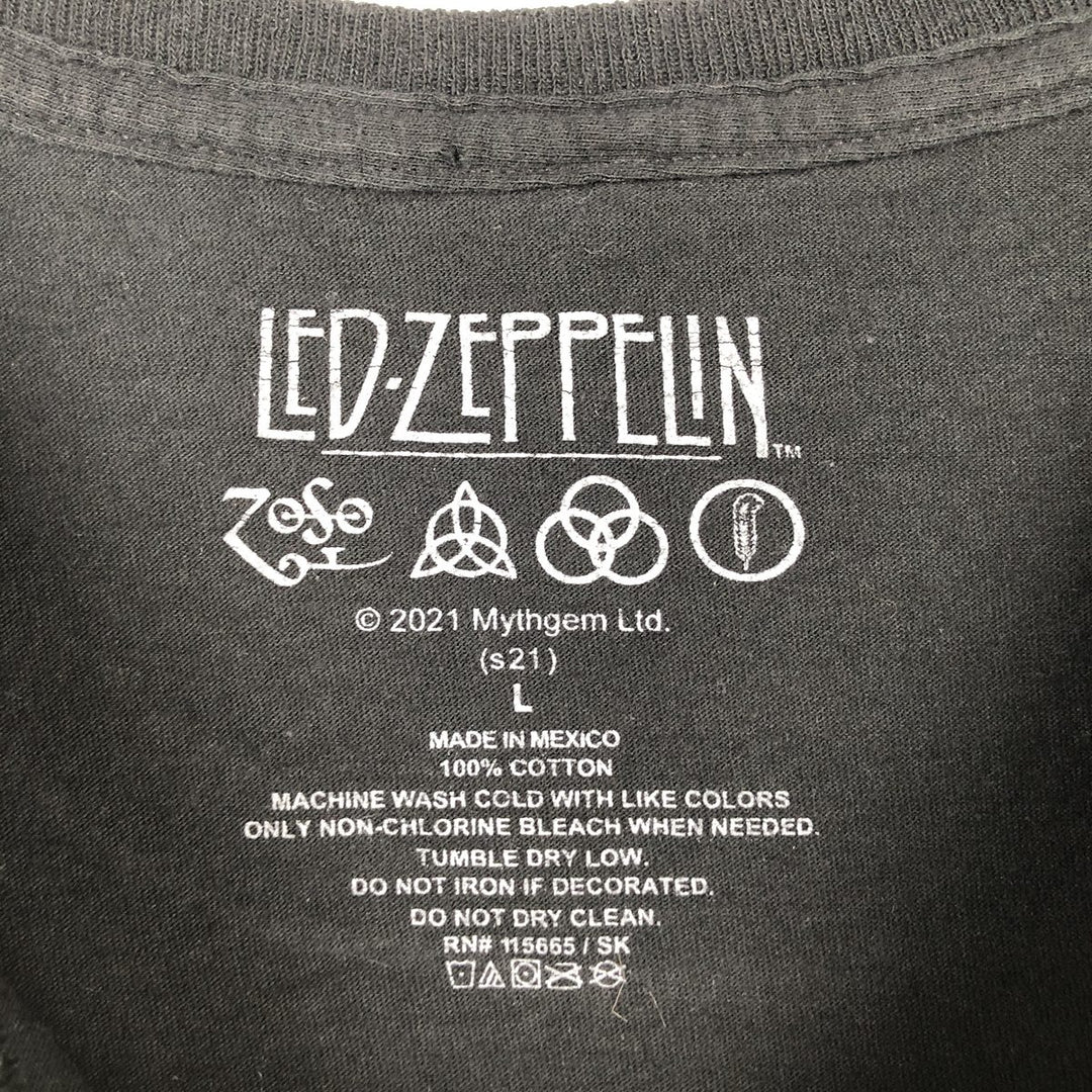 LED ZEPPELIN Led Zeppelin Band T-shirt Band T Men's L size cotton black type Vintage Second Hand