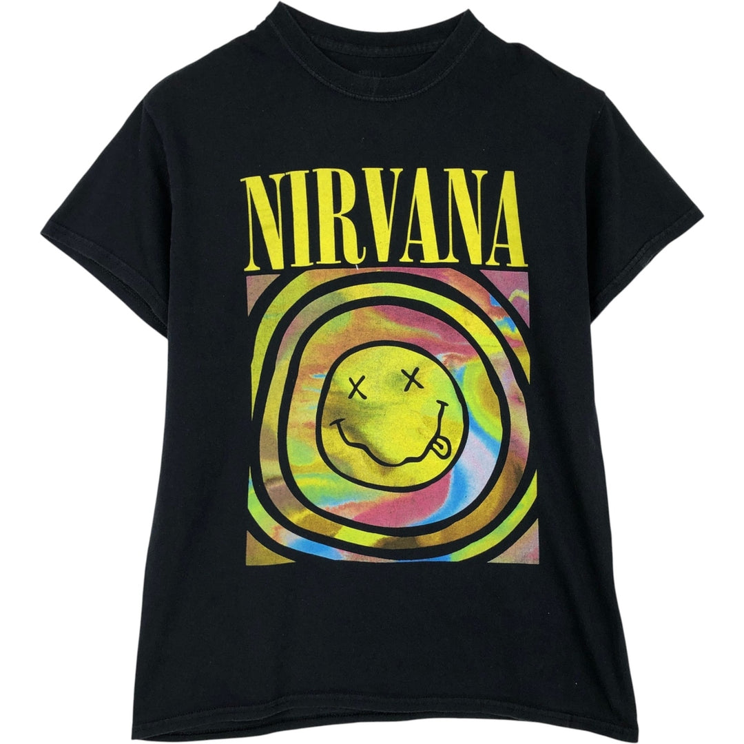 NIRVANA Nirvana Band T-shirt, Band T, Men's M size cotton black type Vintage Second Hand
