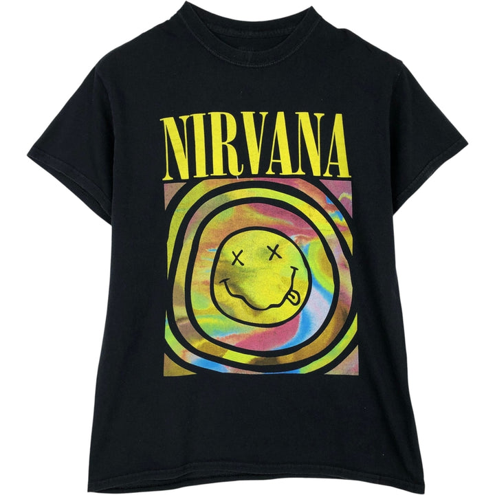 NIRVANA Nirvana Band T-shirt, Band T, Men's M size cotton black type Vintage Second Hand