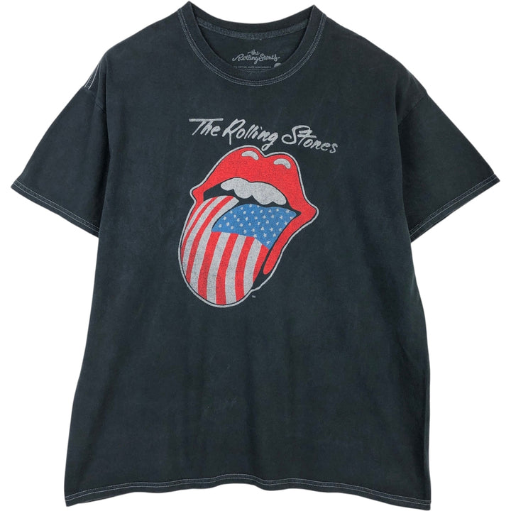 The Rolling Stones printed American flag band t-shirt, men's size XL equivalent. cotton Charcoal Vintage Second Hand