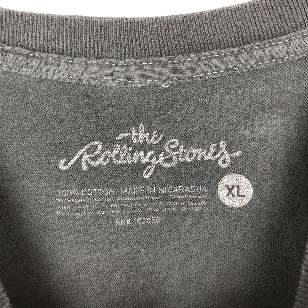 The Rolling Stones printed American flag band t-shirt, men's size XL equivalent. cotton Charcoal Vintage Second Hand
