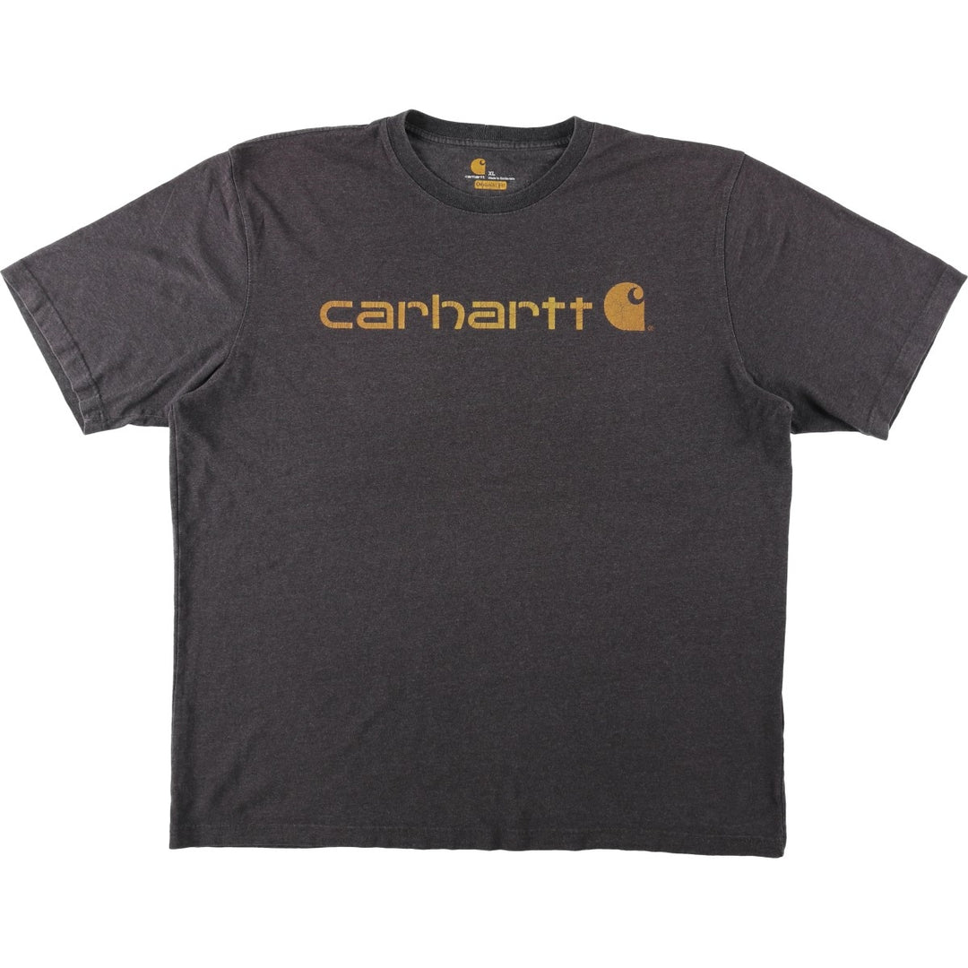 Carhartt short sleeve logo T-shirt, men's XL size cotton gray type Vintage Second Hand
