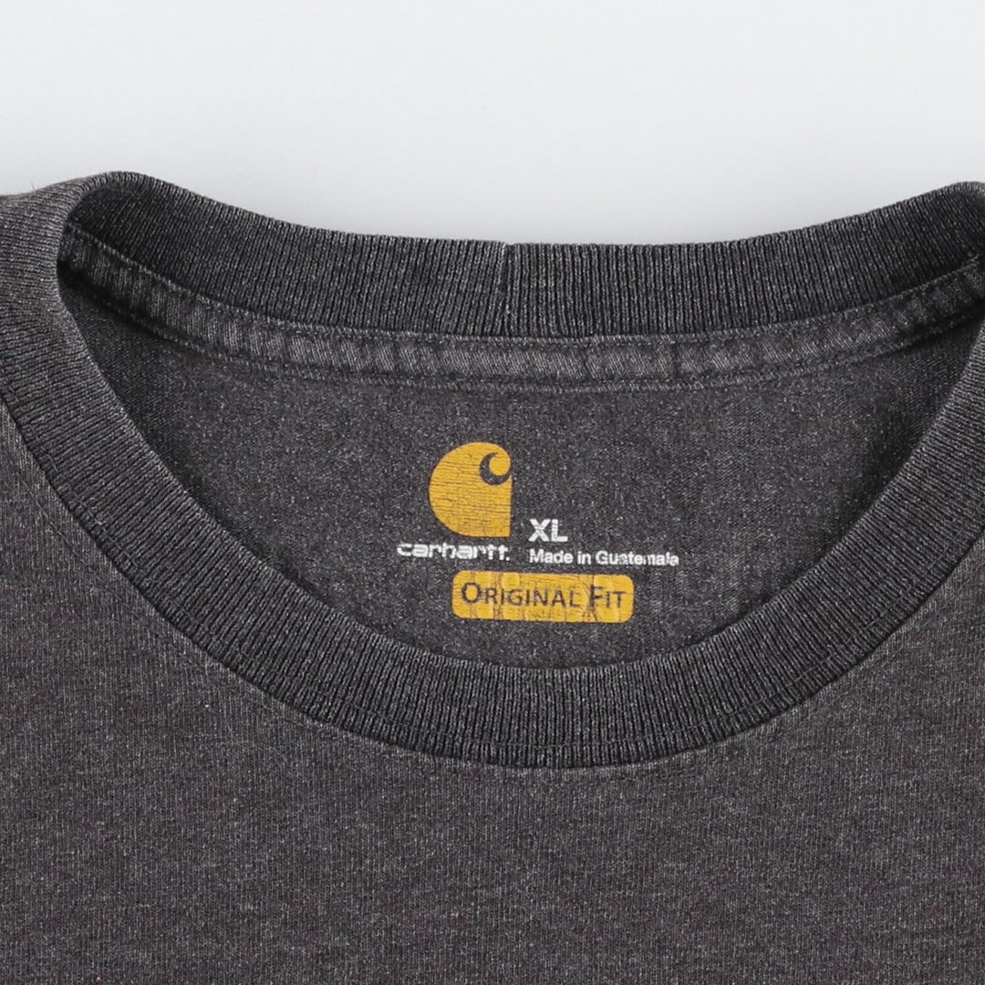 Carhartt short sleeve logo T-shirt, men's XL size cotton gray type Vintage Second Hand