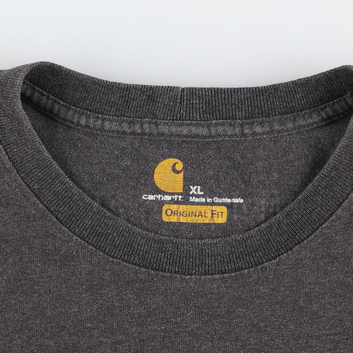 Carhartt short sleeve logo T-shirt, men's XL size cotton gray type Vintage Second Hand