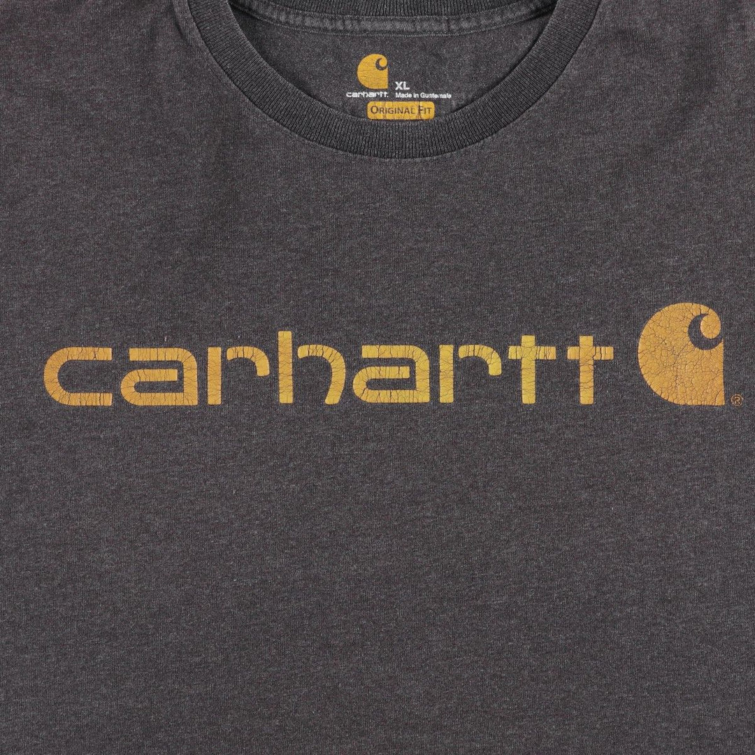 Carhartt short sleeve logo T-shirt, men's XL size cotton gray type Vintage Second Hand