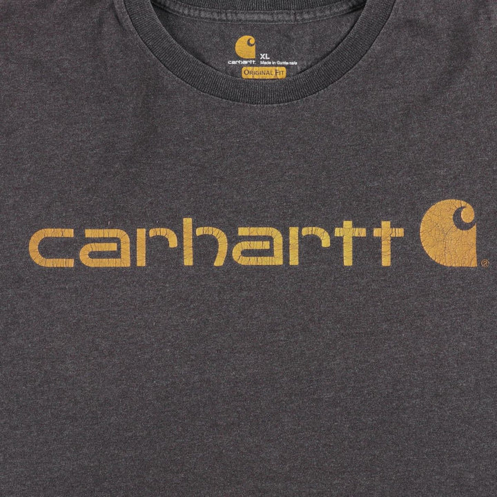 Carhartt short sleeve logo T-shirt, men's XL size cotton gray type Vintage Second Hand
