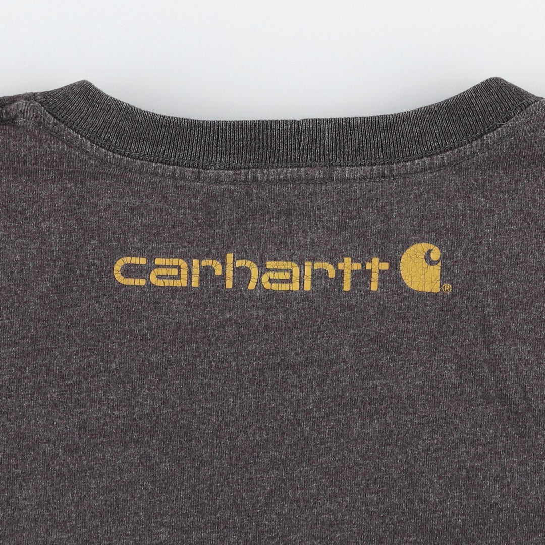 Carhartt short sleeve logo T-shirt, men's XL size cotton gray type Vintage Second Hand