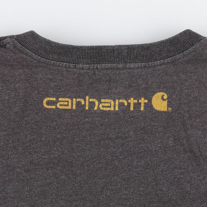 Carhartt short sleeve logo T-shirt, men's XL size cotton gray type Vintage Second Hand