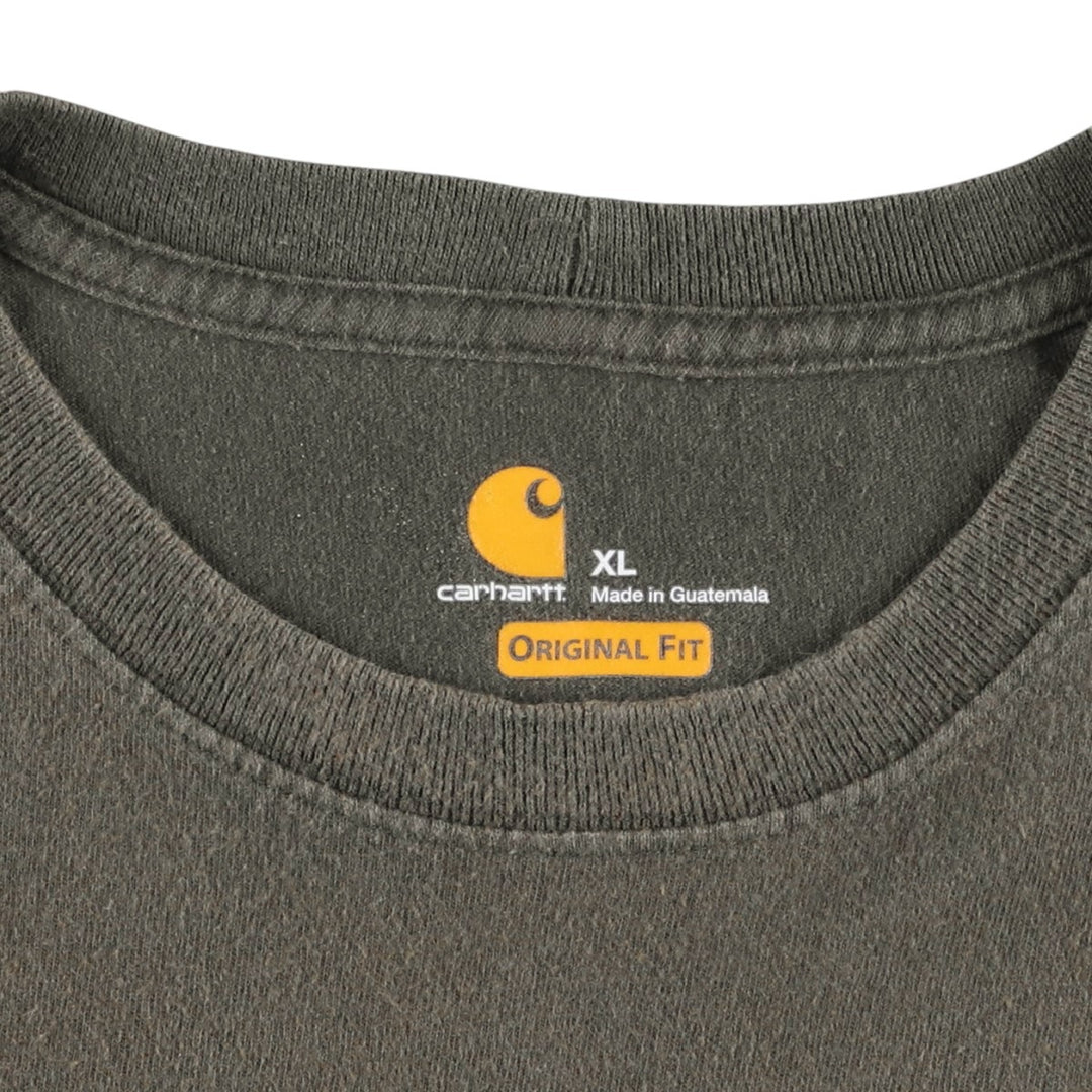 Carhartt short sleeve logo T-shirt, men's XL size cotton Khaki type Vintage Second Hand