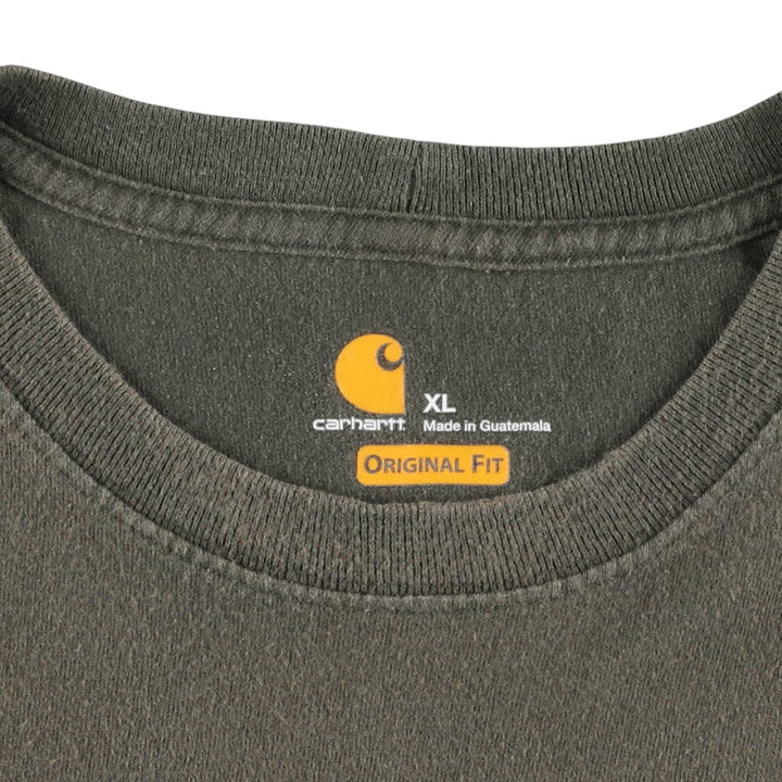 Carhartt short sleeve logo T-shirt, men's XL size cotton Khaki type Vintage Second Hand