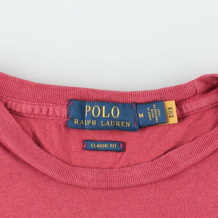 Ralph Lauren POLO RALPH LAUREN CLASSIC FIT Short-Sleeve T-Shirt with One-Point Logo Pocket, Men's Size M (approx.) cotton red type Vintage Second Hand