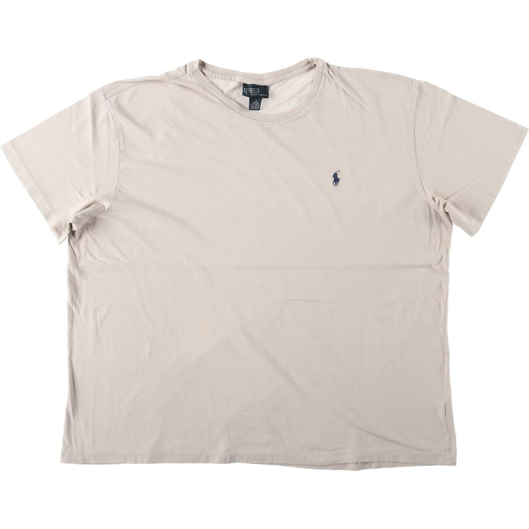 Ralph Lauren POLO by Ralph Lauren Short-Sleeve T-Shirt with One-Point Logo, Men's Size XL (approx.) cotton Beige type Vintage Second Hand