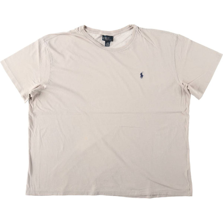 Ralph Lauren POLO by Ralph Lauren Short-Sleeve T-Shirt with One-Point Logo, Men's Size XL (approx.) cotton Beige type Vintage Second Hand