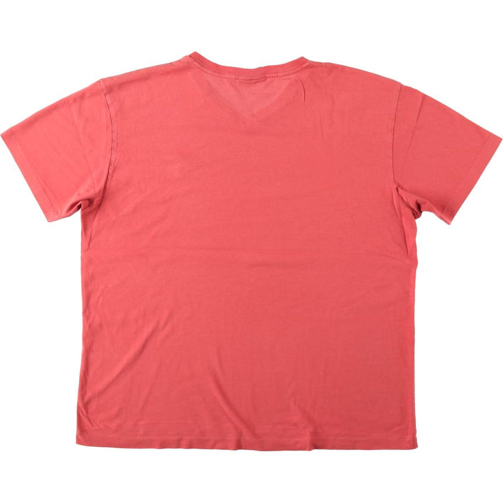 Ralph Lauren POLO by Ralph Lauren V-neck short-sleeve one-point logo T-shirt, men's size L unclear pink type Vintage Second Hand