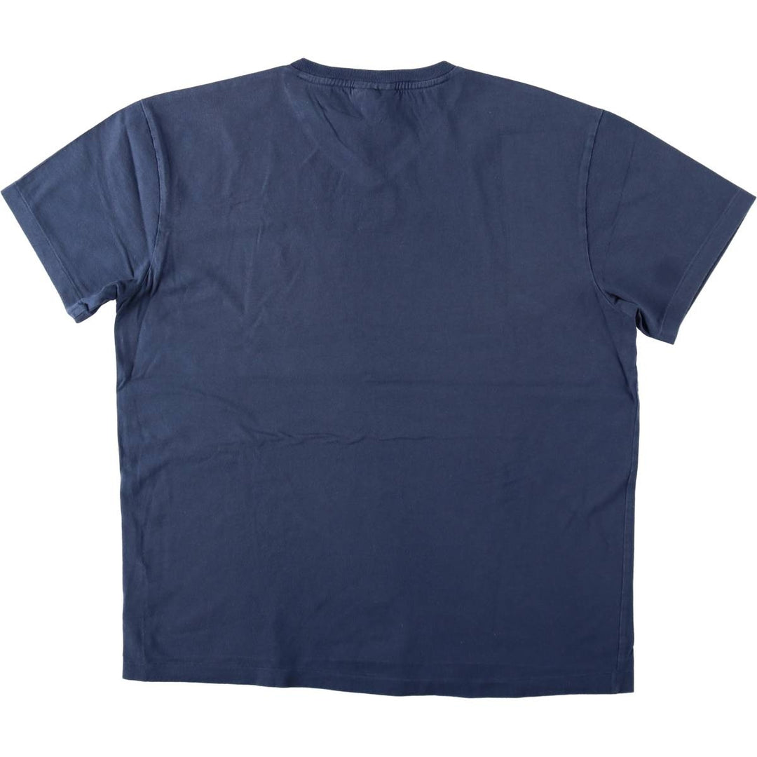 Ralph Lauren POLO by Ralph Lauren V-neck short-sleeved T-shirt with a single logo, men's size M (approx.) cotton navy blue type Vintage Second Hand