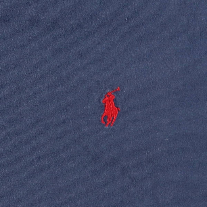 Ralph Lauren POLO by Ralph Lauren V-neck short-sleeved T-shirt with a single logo, men's size M (approx.) cotton navy blue type Vintage Second Hand