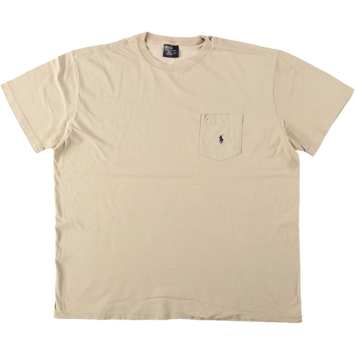 Ralph Lauren POLO by Ralph Lauren Short Sleeve One Point Logo Pocket T-Shirt Men's L cotton Beige type Vintage Second Hand