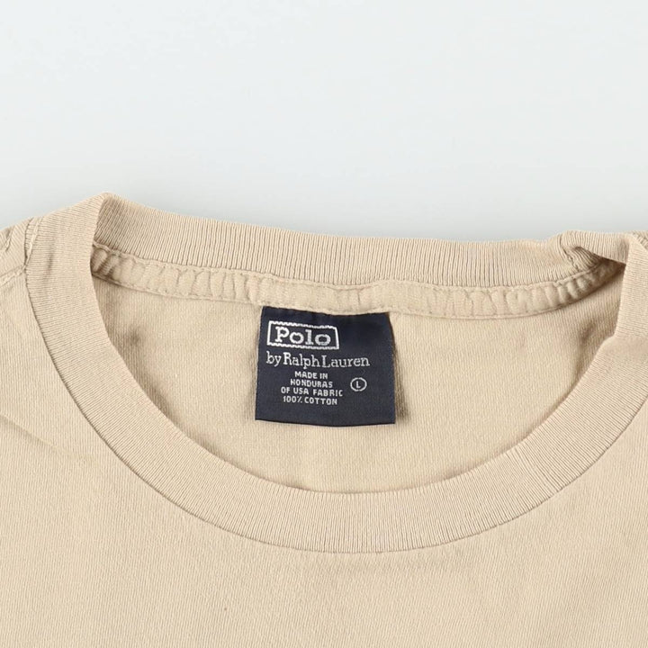 Ralph Lauren POLO by Ralph Lauren Short Sleeve One Point Logo Pocket T-Shirt Men's L cotton Beige type Vintage Second Hand