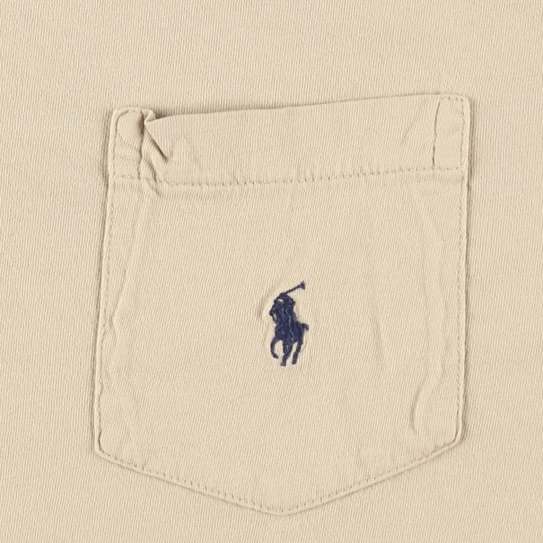 Ralph Lauren POLO by Ralph Lauren Short Sleeve One Point Logo Pocket T-Shirt Men's L cotton Beige type Vintage Second Hand