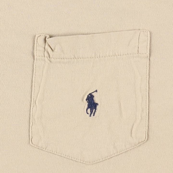 Ralph Lauren POLO by Ralph Lauren Short Sleeve One Point Logo Pocket T-Shirt Men's L cotton Beige type Vintage Second Hand