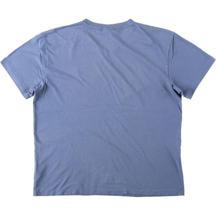 Ralph Lauren POLO by Ralph Lauren V-neck short-sleeved T-shirt with a single logo, men's size M (approx.) cotton blue type Vintage Second Hand