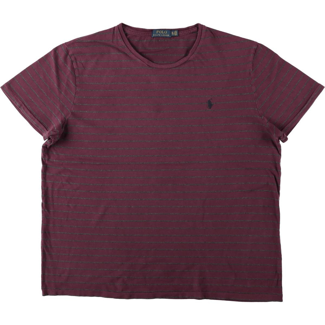 Ralph Lauren POLO RALPH LAUREN short-sleeved striped T-shirt, men's size XL unclear bordeaux Vintage Second Hand