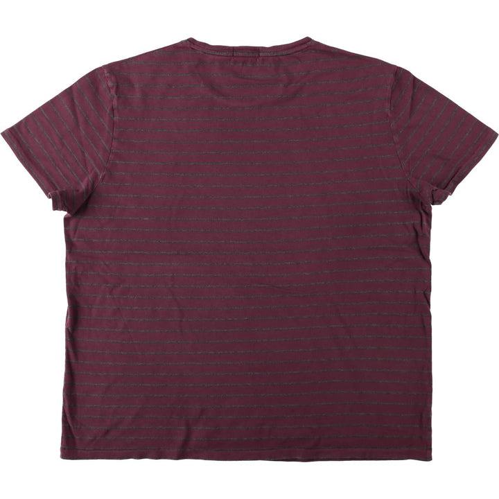 Ralph Lauren POLO RALPH LAUREN short-sleeved striped T-shirt, men's size XL unclear bordeaux Vintage Second Hand