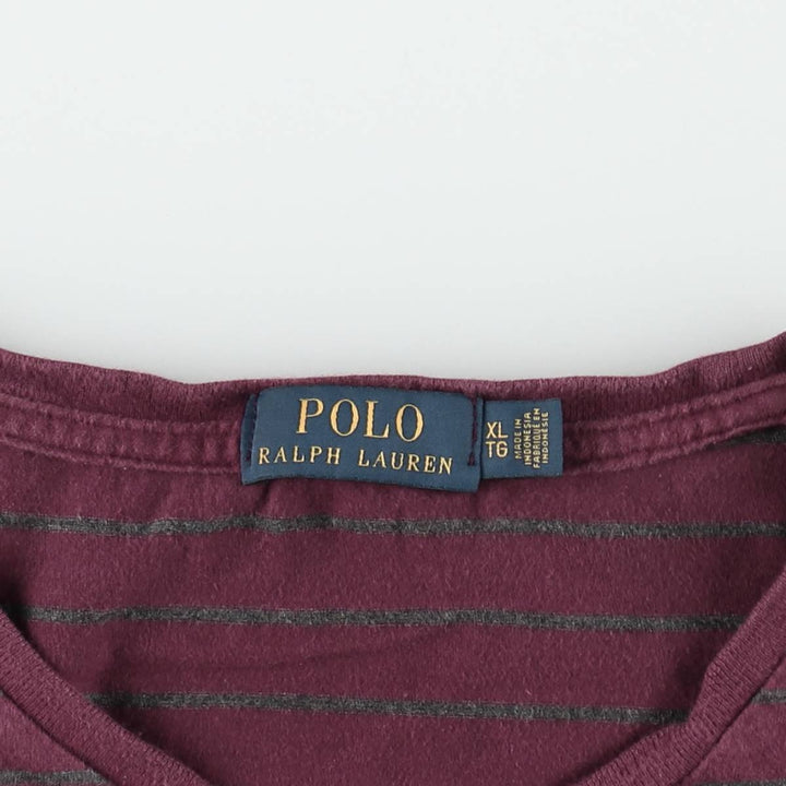 Ralph Lauren POLO RALPH LAUREN short-sleeved striped T-shirt, men's size XL unclear bordeaux Vintage Second Hand