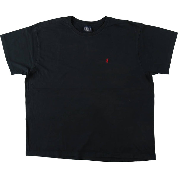 Ralph Lauren POLO by Ralph Lauren Short-Sleeve T-Shirt with One-Point Logo, Men's Size XL (approx.) cotton black type Vintage Second Hand