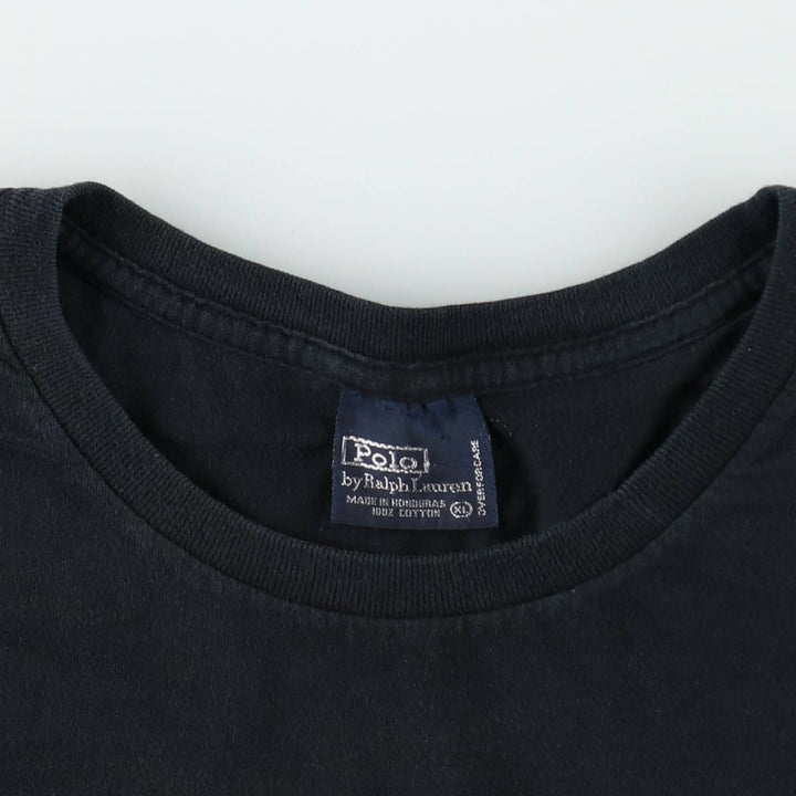 Ralph Lauren POLO by Ralph Lauren Short-Sleeve T-Shirt with One-Point Logo, Men's Size XL (approx.) cotton black type Vintage Second Hand