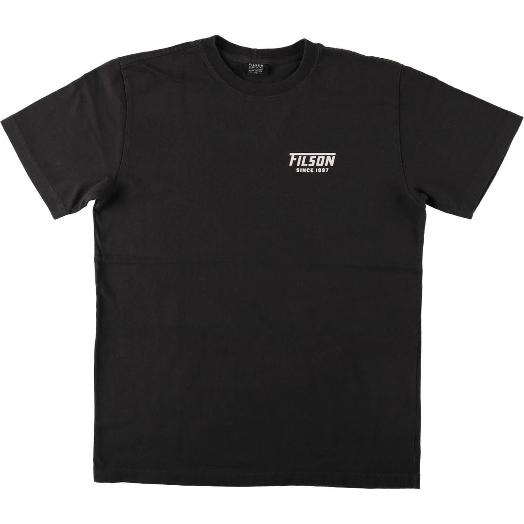 Filson short-sleeved logo t-shirt, made in the USA, men's size M equivalent. cotton black type Vintage Second Hand