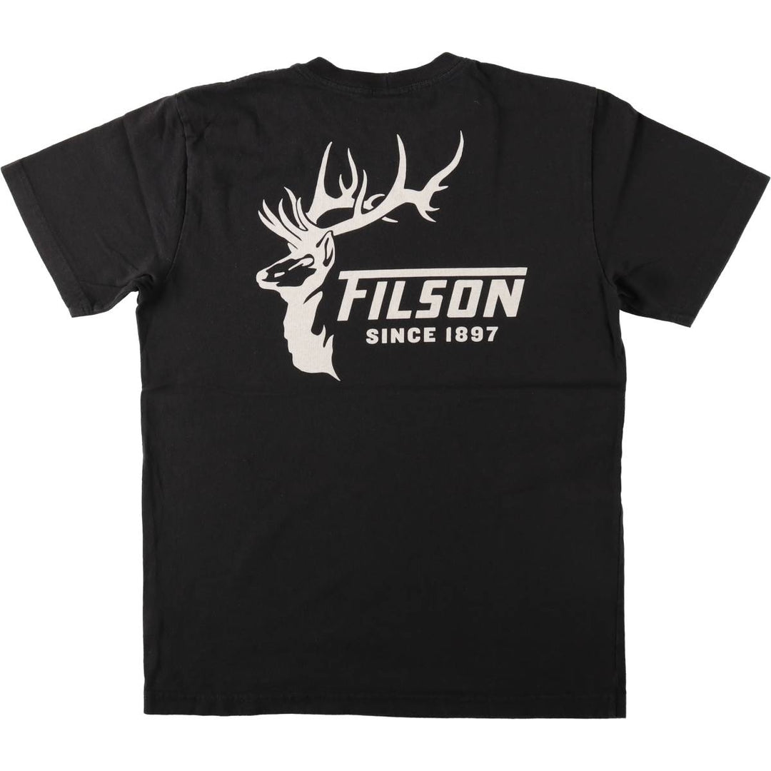 Filson short-sleeved logo t-shirt, made in the USA, men's size M equivalent. cotton black type Vintage Second Hand
