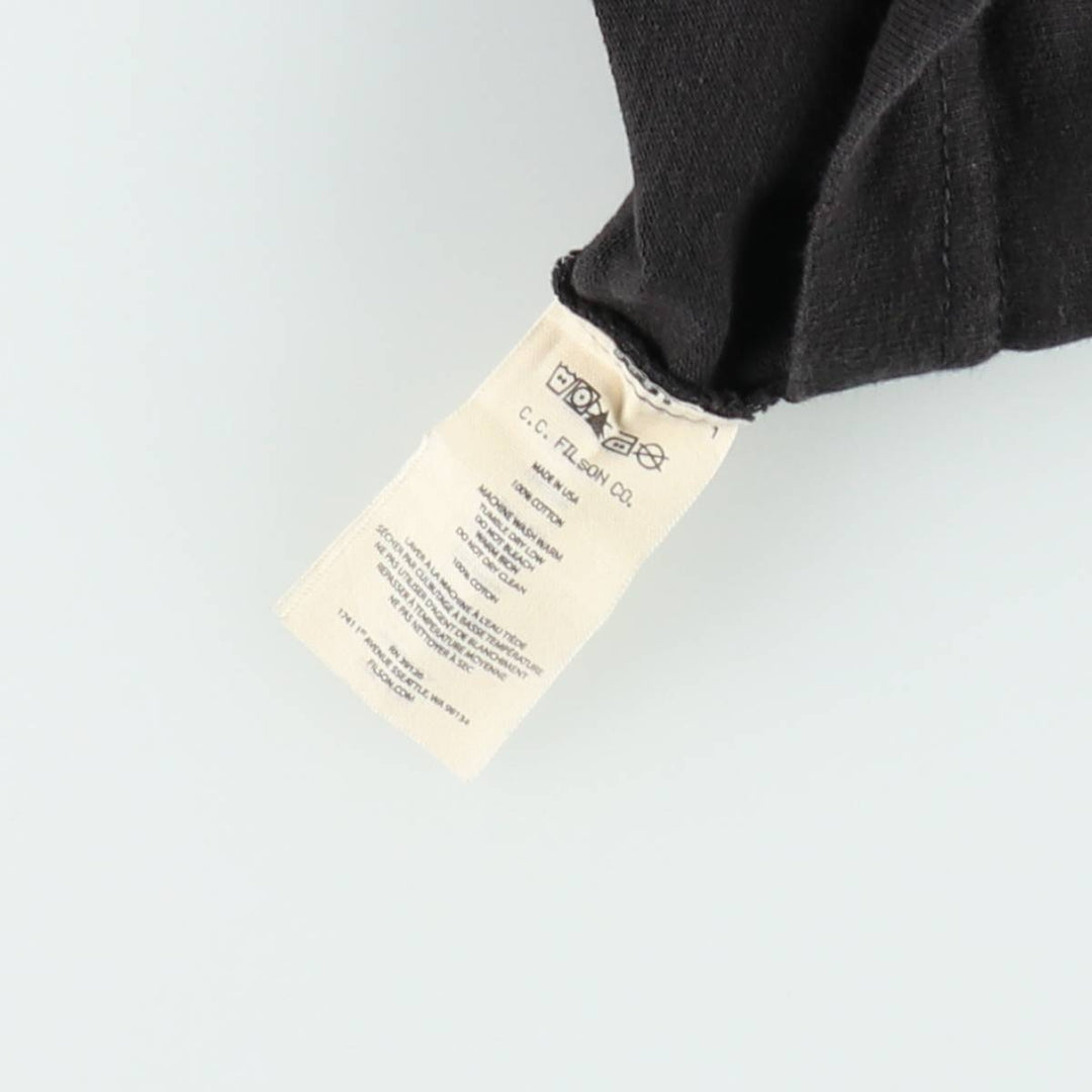 Filson short-sleeved logo t-shirt, made in the USA, men's size M equivalent. cotton black type Vintage Second Hand