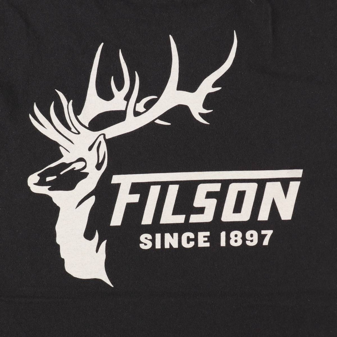 Filson short-sleeved logo t-shirt, made in the USA, men's size M equivalent. cotton black type Vintage Second Hand