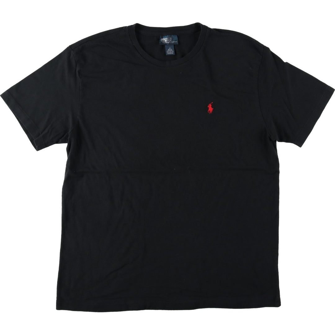 Ralph Lauren POLO by Ralph Lauren short sleeve one point logo T-shirt men's M size cotton black type Vintage Second Hand