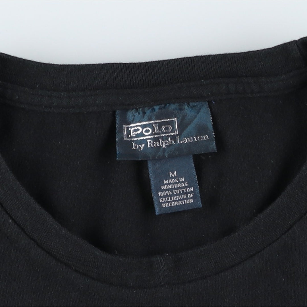 Ralph Lauren POLO by Ralph Lauren short sleeve one point logo T-shirt men's M size cotton black type Vintage Second Hand