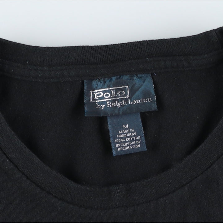 Ralph Lauren POLO by Ralph Lauren short sleeve one point logo T-shirt men's M size cotton black type Vintage Second Hand