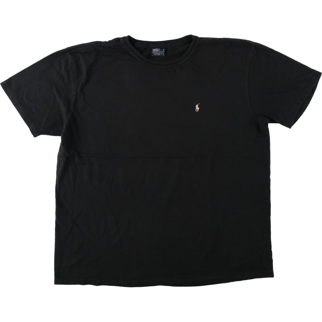 Ralph Lauren POLO by Ralph Lauren short sleeve one point logo T-shirt men's L size cotton black type Vintage Second Hand