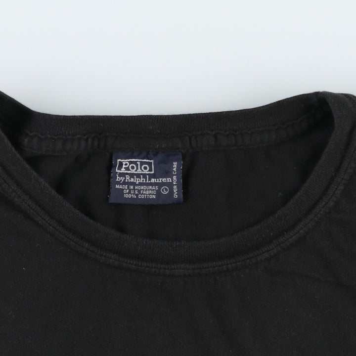 Ralph Lauren POLO by Ralph Lauren short sleeve one point logo T-shirt men's L size cotton black type Vintage Second Hand
