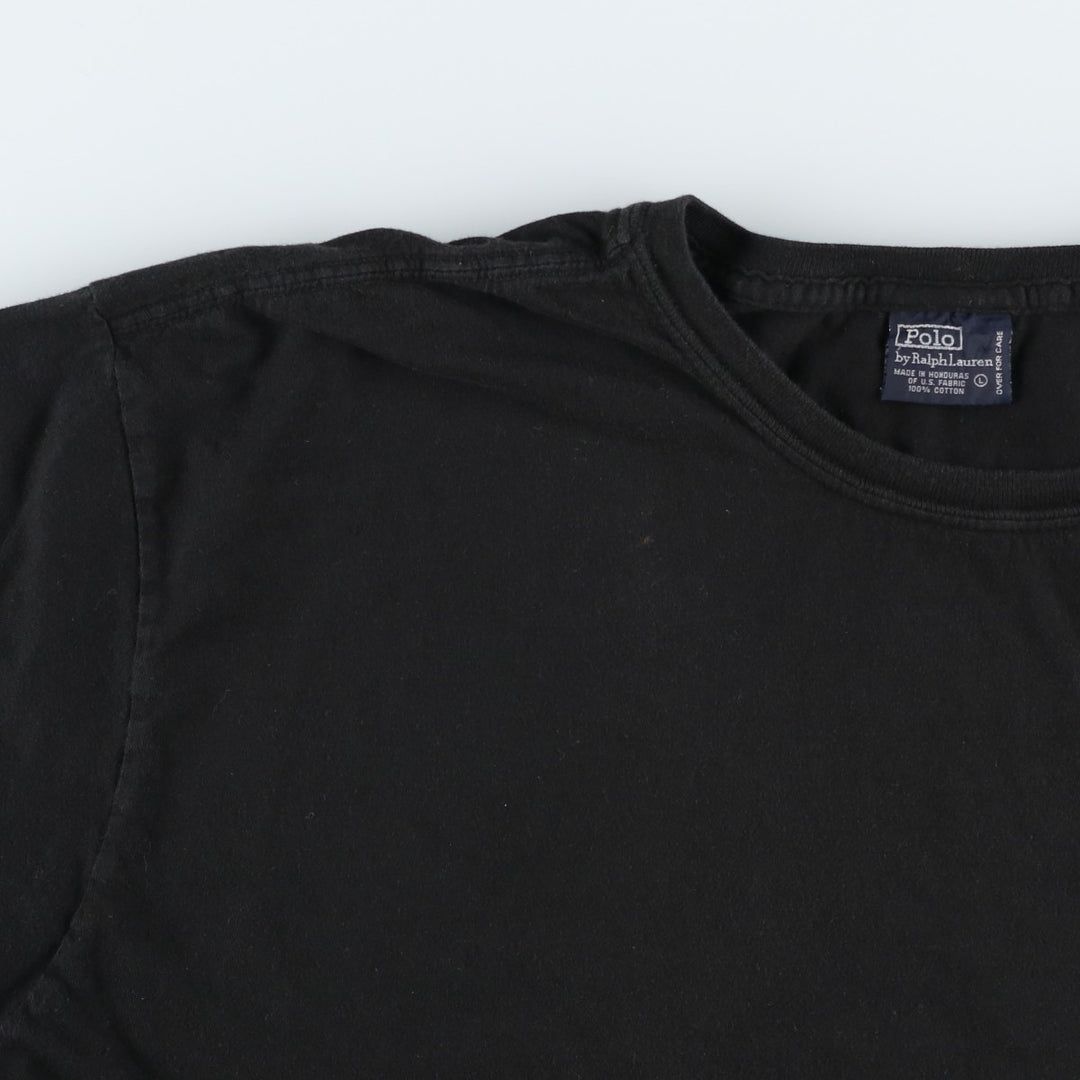 Ralph Lauren POLO by Ralph Lauren short sleeve one point logo T-shirt men's L size cotton black type Vintage Second Hand