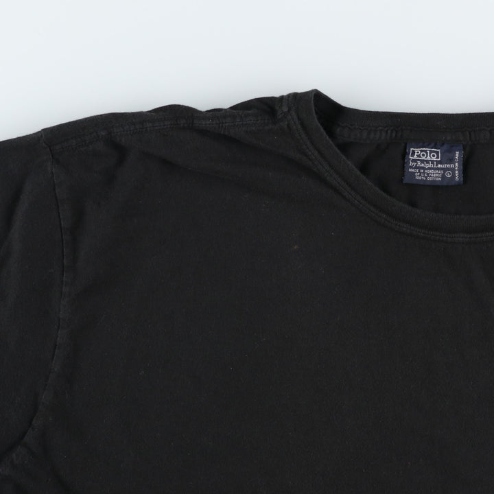 Ralph Lauren POLO by Ralph Lauren short sleeve one point logo T-shirt men's L size cotton black type Vintage Second Hand