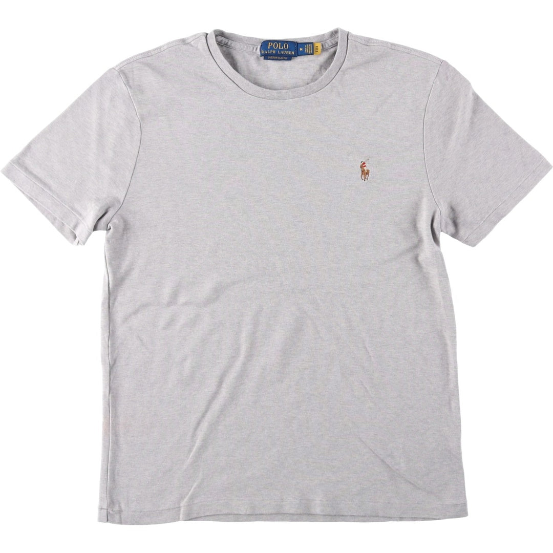 Ralph Lauren POLO RALPH LAUREN CUSTOM SLIM FIT Short-Sleeve T-Shirt with One-Point Logo, Men's Size M (approx.) cotton gray type Vintage Second Hand