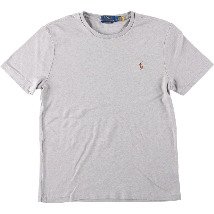 Ralph Lauren POLO RALPH LAUREN CUSTOM SLIM FIT Short-Sleeve T-Shirt with One-Point Logo, Men's Size M (approx.) cotton gray type Vintage Second Hand
