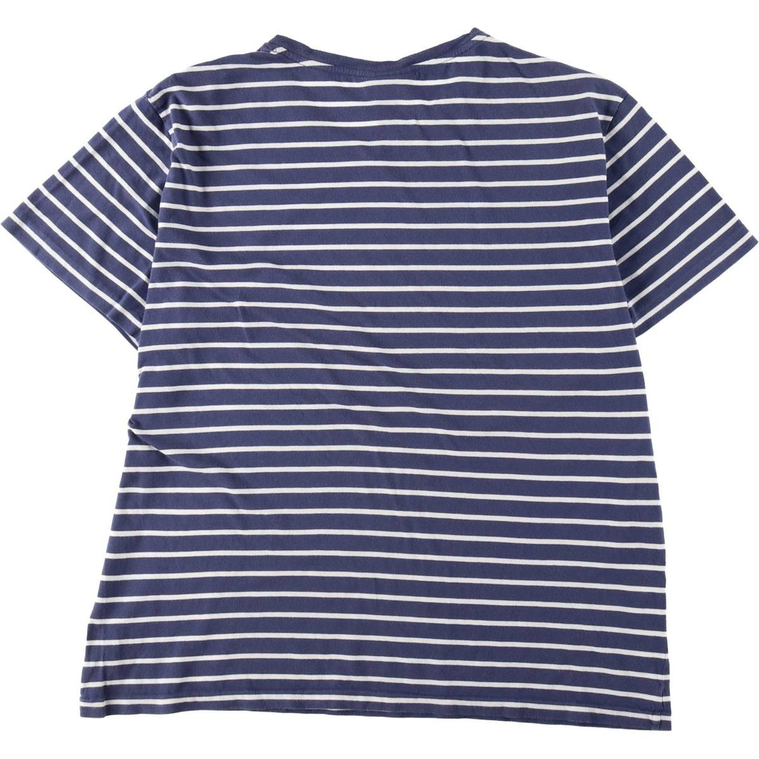 Ralph Lauren POLO by Ralph Lauren short-sleeved striped T-shirt, men's size L cotton navy blue type Vintage Second Hand