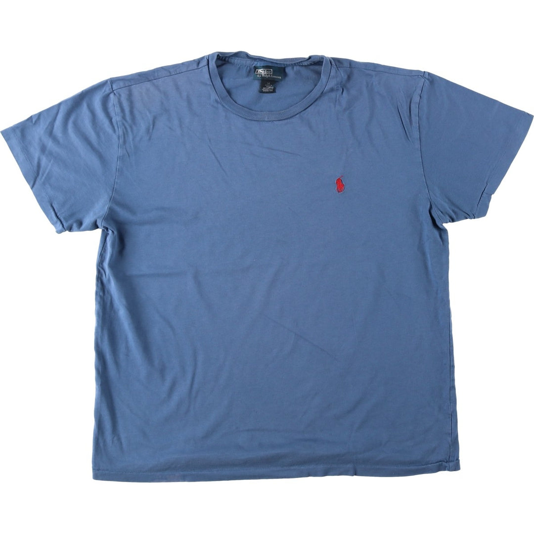 Ralph Lauren POLO by Ralph Lauren short sleeve one point logo T-shirt men's M size cotton Blue type light blue Vintage Second Hand