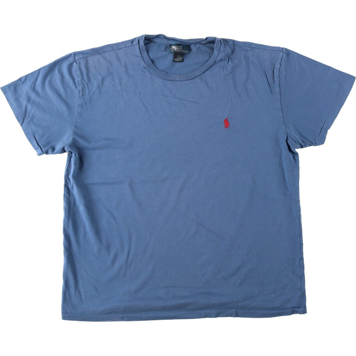 Ralph Lauren POLO by Ralph Lauren short sleeve one point logo T-shirt men's M size cotton Blue type light blue Vintage Second Hand