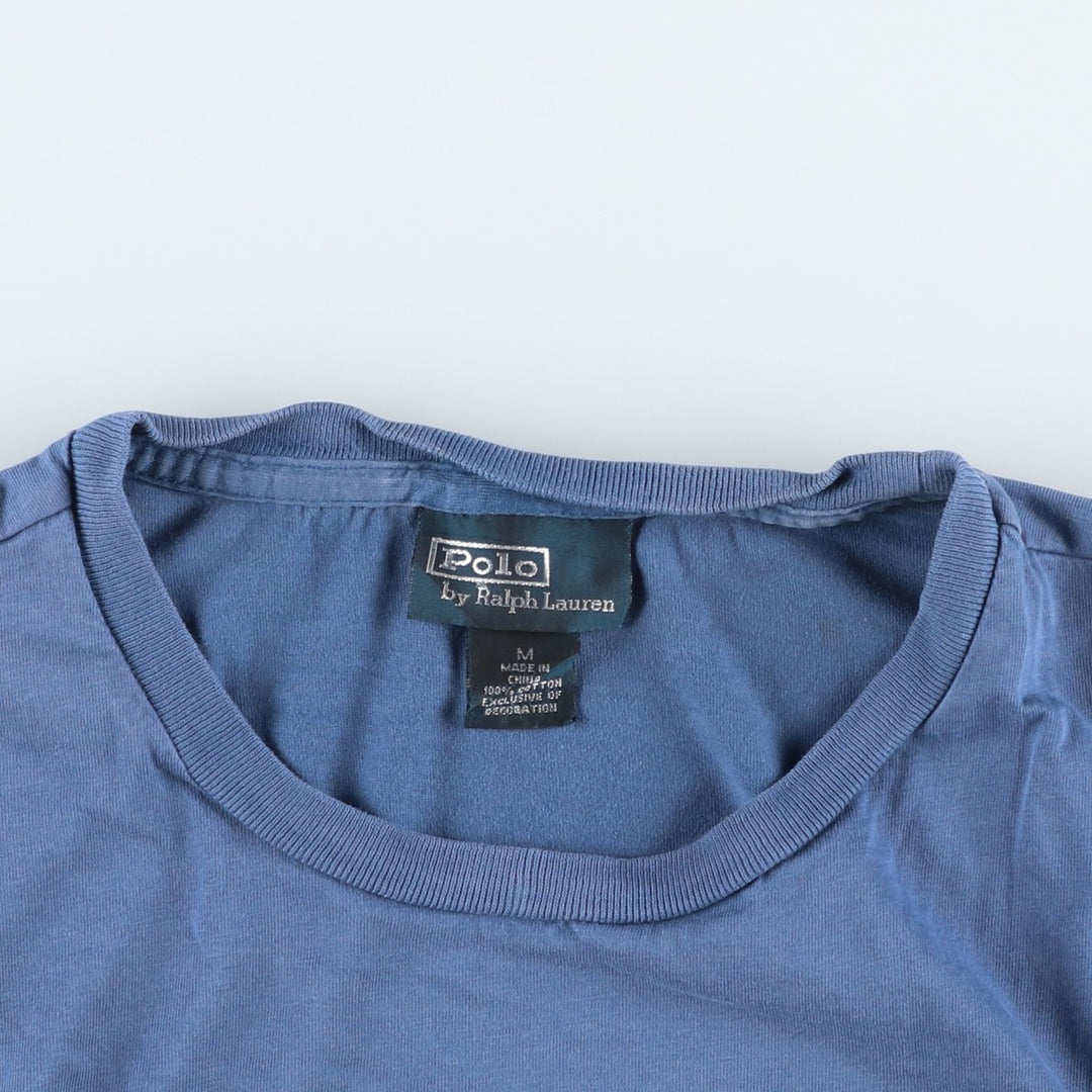 Ralph Lauren POLO by Ralph Lauren short sleeve one point logo T-shirt men's M size cotton Blue type light blue Vintage Second Hand