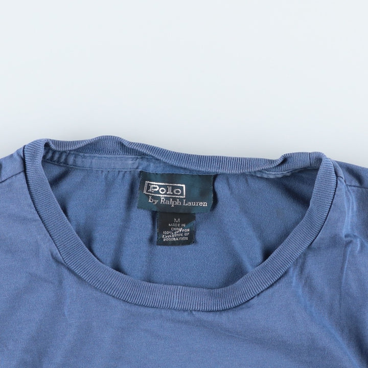 Ralph Lauren POLO by Ralph Lauren short sleeve one point logo T-shirt men's M size cotton Blue type light blue Vintage Second Hand